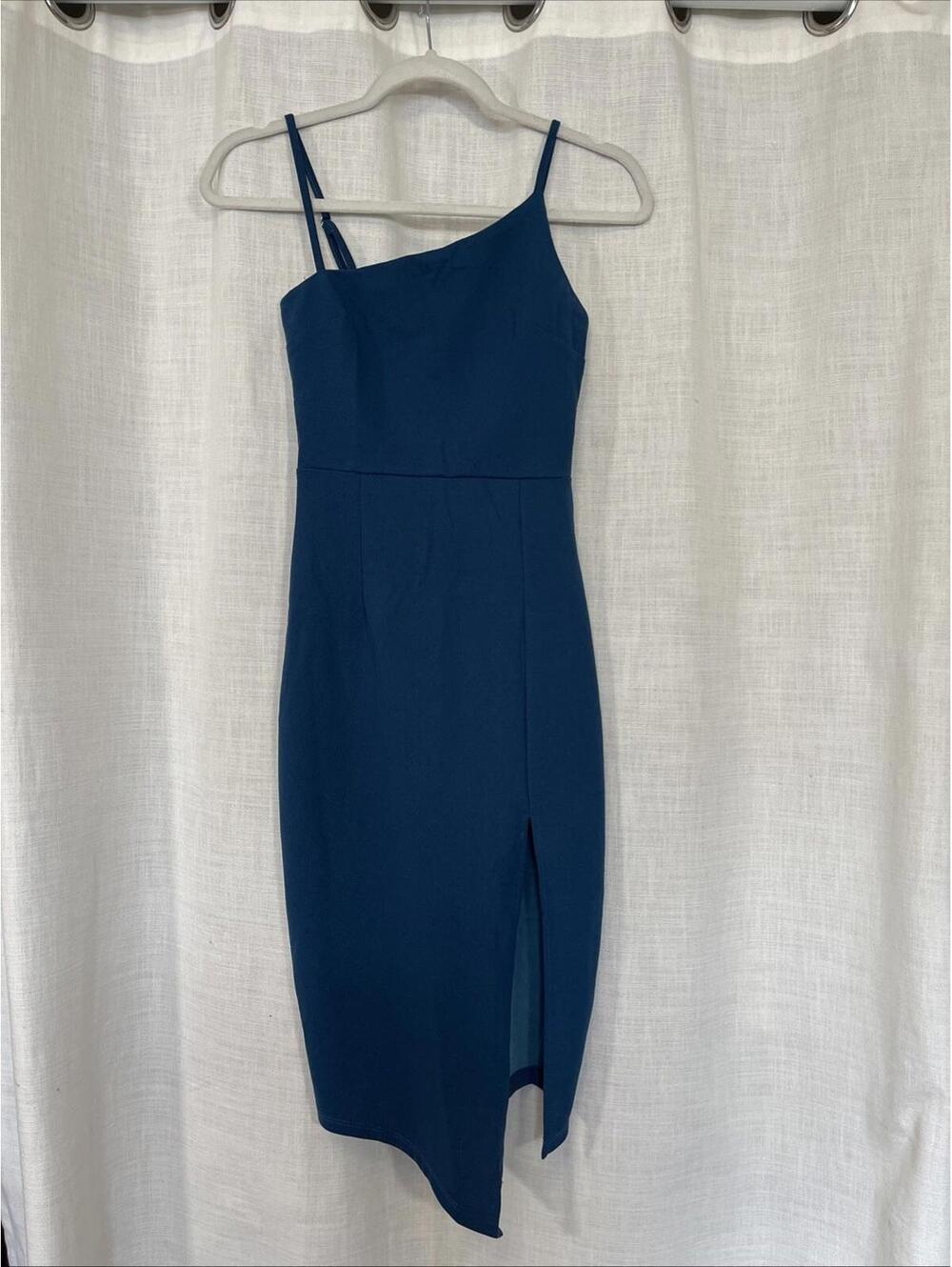 Lulus Turquoise Spaghetti Strap Asymmetrical Cocktail Dress XS